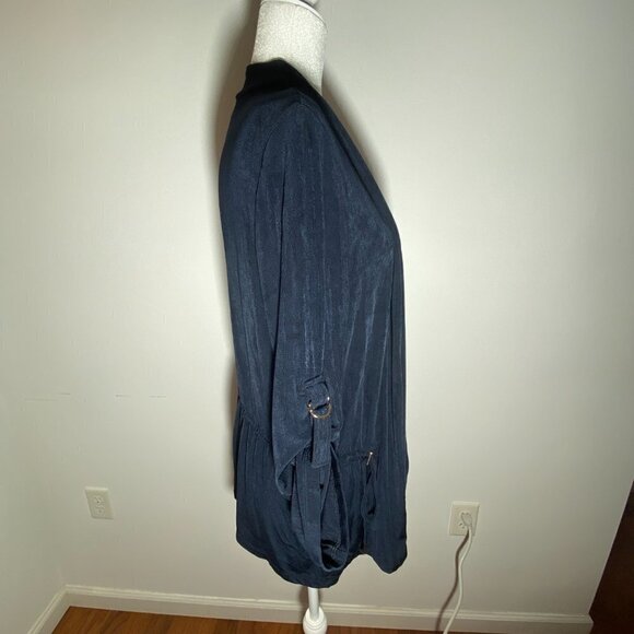 Chico's Navy Open Front Cardigan with drawstring Size 3 - Picture 4 of 7